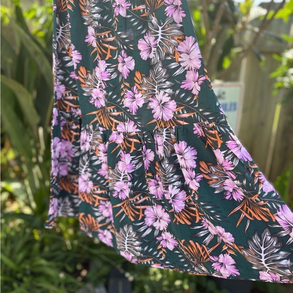 Carter's Green with Pink and Orange Tropical Hawaiian Print Sundress Size 6/6X - Picture 5 of 9